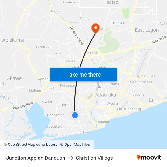 Junction Appiah Danquah to Christian Village map