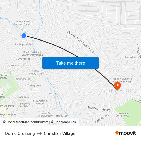 Dome Crossing to Christian Village map
