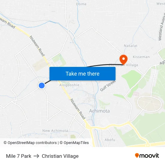 Mile 7 Park to Christian Village map