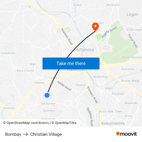 Bombay to Christian Village map