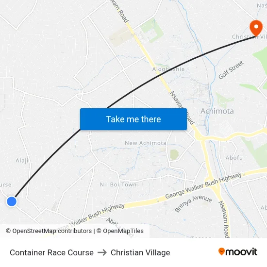 Container Race Course to Christian Village map