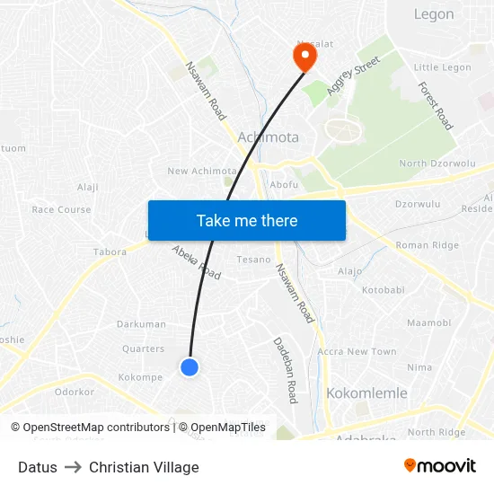 Datus to Christian Village map