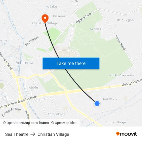 Sea Theatre to Christian Village map