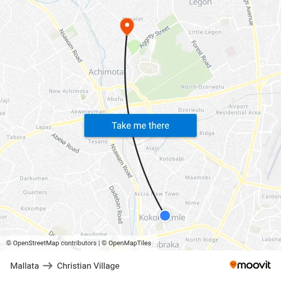 Mallata to Christian Village map