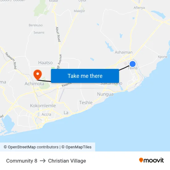 Community 8 to Christian Village map