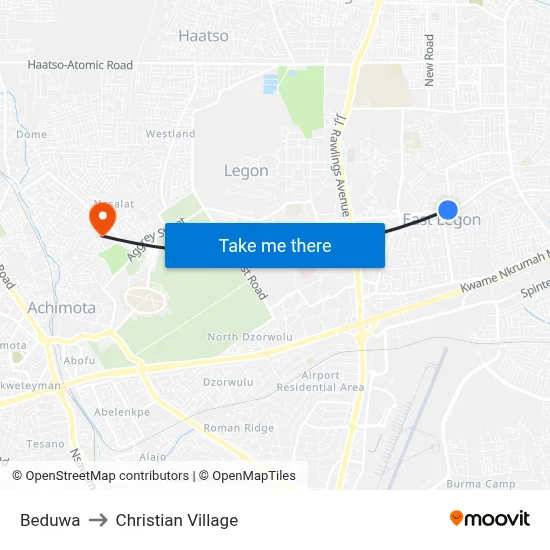 Beduwa to Christian Village map