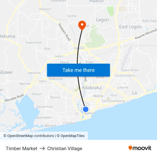 Timber Market to Christian Village map