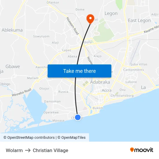 Wolarm to Christian Village map