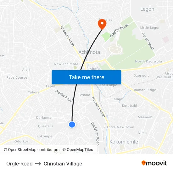Orgle-Road to Christian Village map