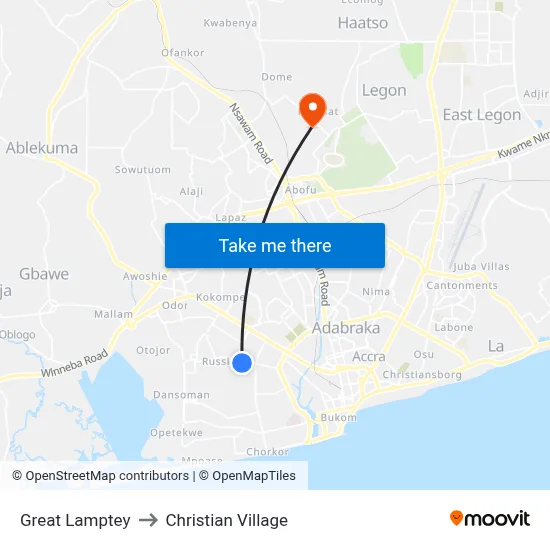 Great Lamptey to Christian Village map