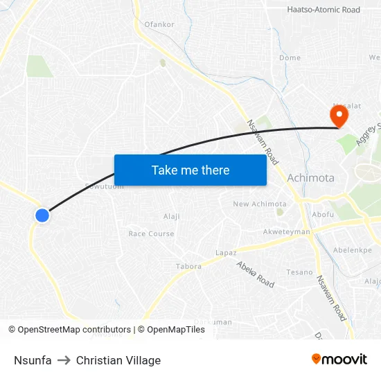 Nsunfa to Christian Village map