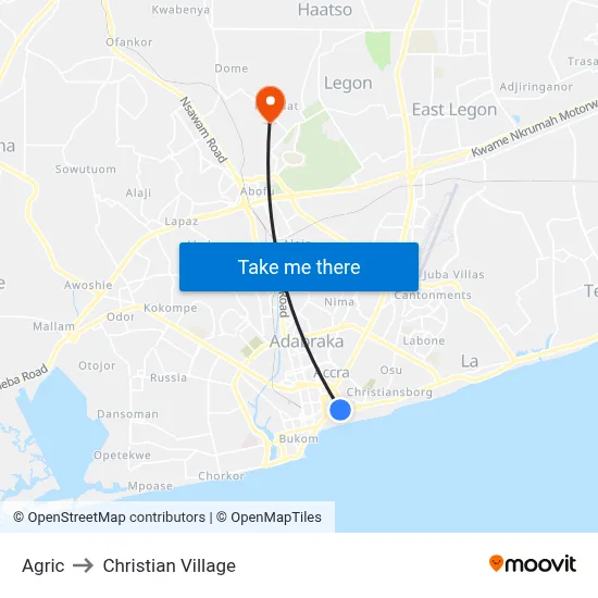 Agric to Christian Village map