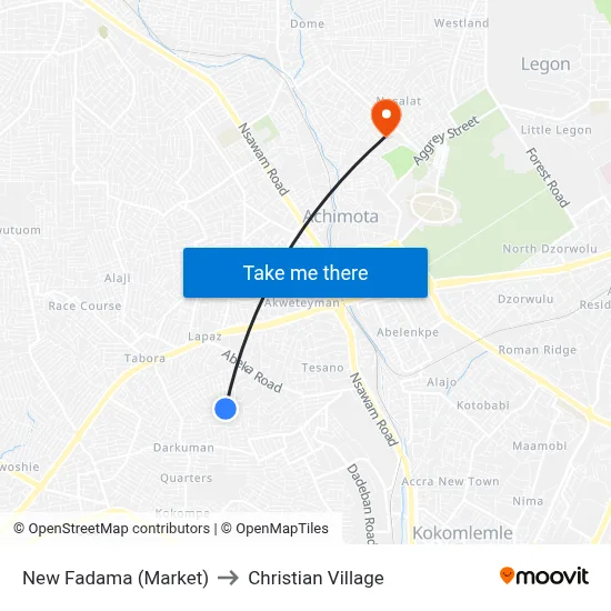 New Fadama (Market) to Christian Village map