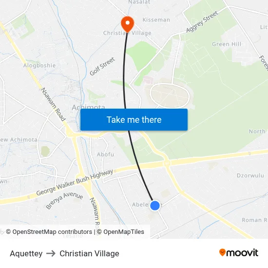 Aquettey to Christian Village map