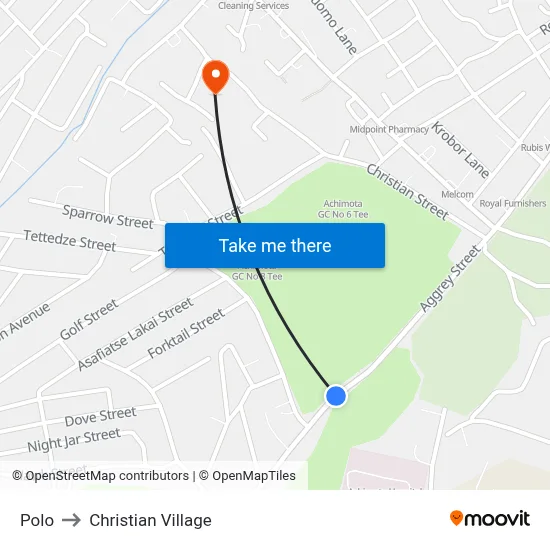 Polo to Christian Village map