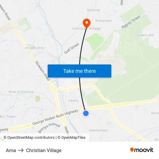 Ama to Christian Village map