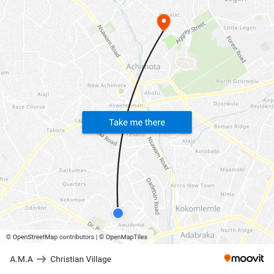 A.M.A to Christian Village map