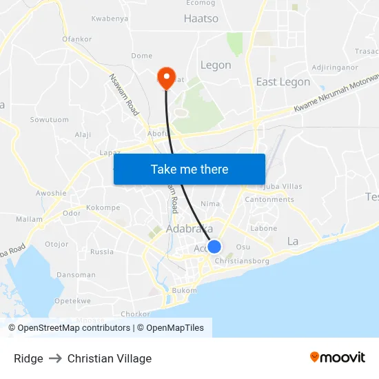 Ridge to Christian Village map
