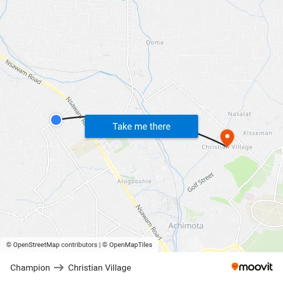 Champion to Christian Village map