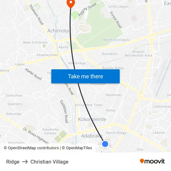 Ridge to Christian Village map