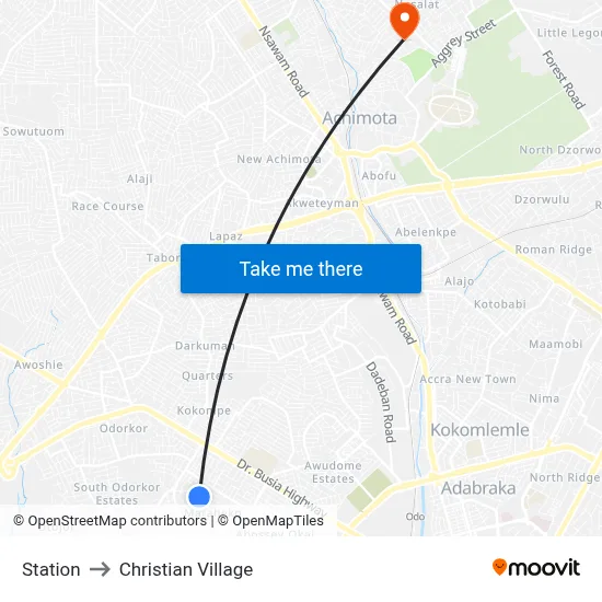 Station to Christian Village map