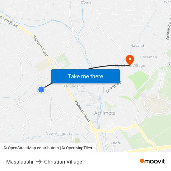 Masalaashi to Christian Village map