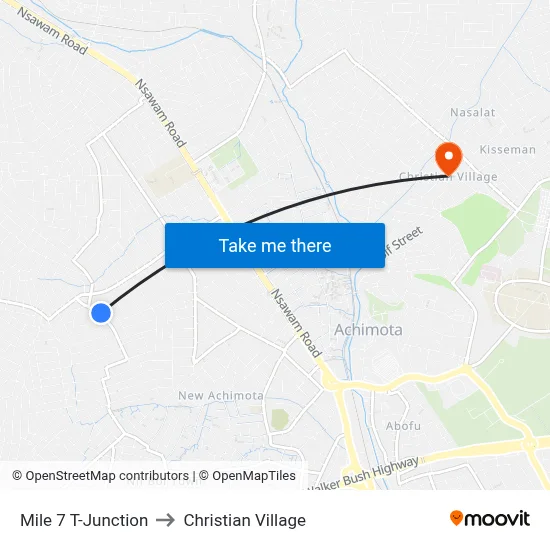 Mile 7 T-Junction to Christian Village map