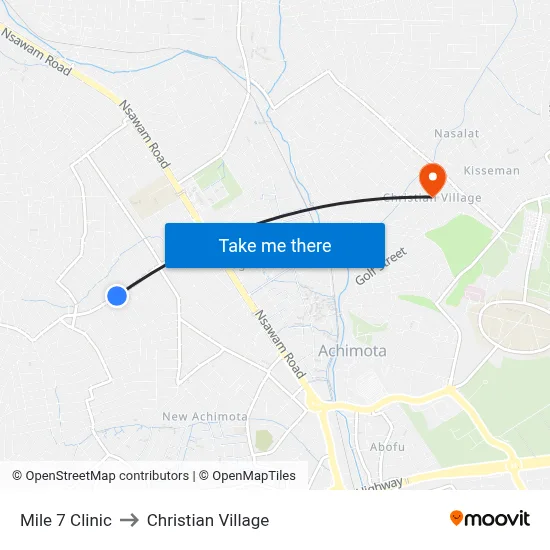 Mile 7 Clinic to Christian Village map