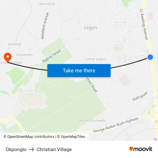 Okponglo to Christian Village map