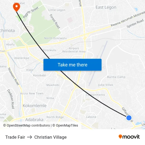 Trade Fair to Christian Village map