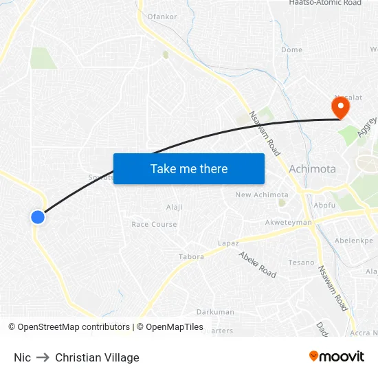 Nic to Christian Village map