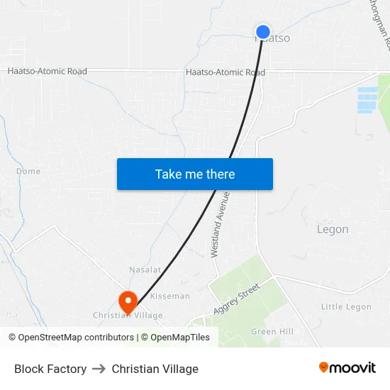 Block Factory to Christian Village map