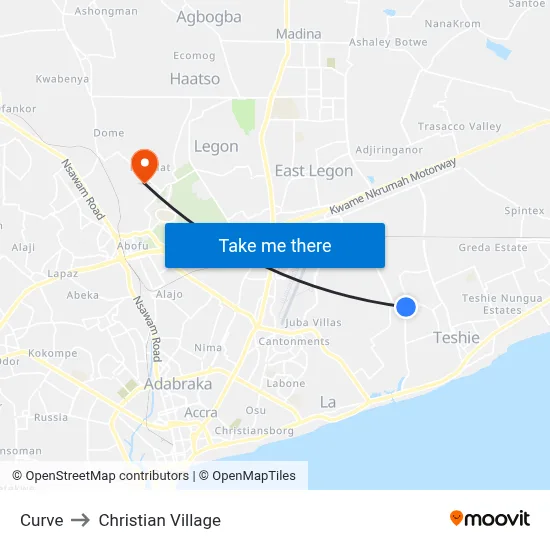 Curve to Christian Village map