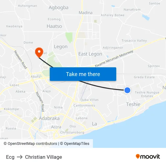 Ecg to Christian Village map