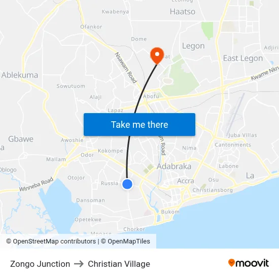 Zongo Junction to Christian Village map