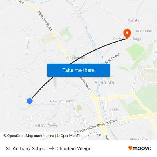 St. Anthony School to Christian Village map