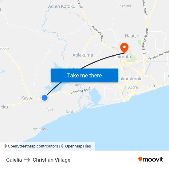 Galelia to Christian Village map