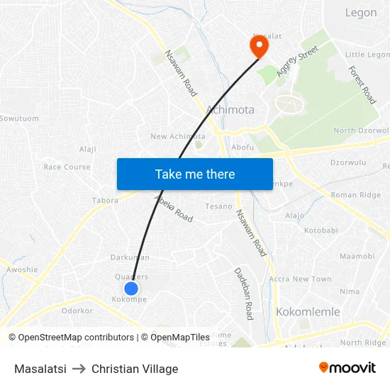 Masalatsi to Christian Village map