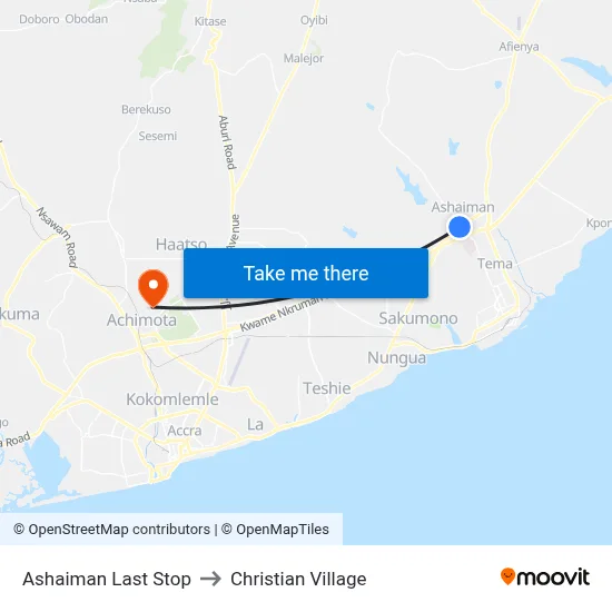 Ashaiman Last Stop to Christian Village map
