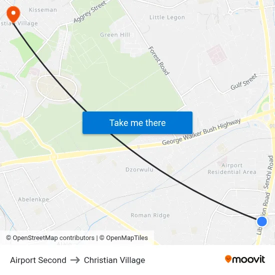 Airport Second to Christian Village map