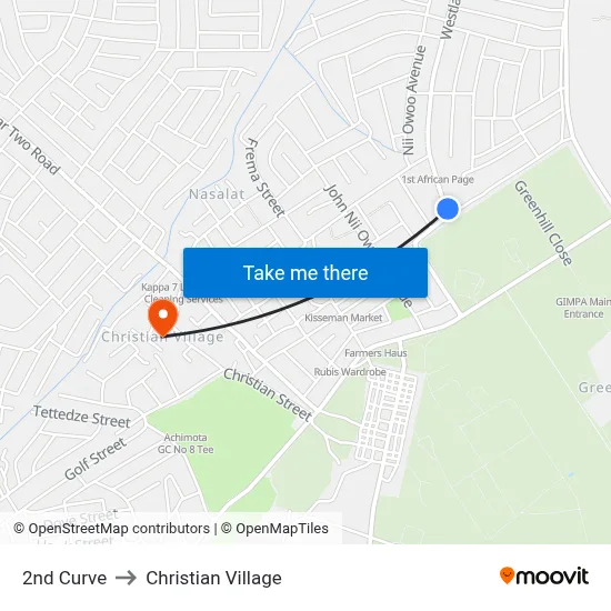 2nd Curve to Christian Village map
