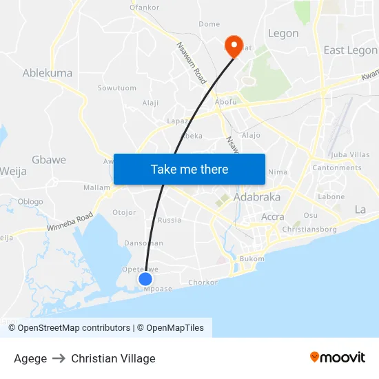 Agege to Christian Village map