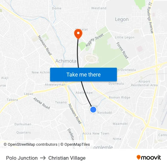 Polo Junction to Christian Village map