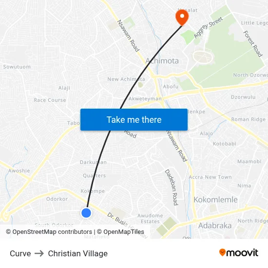 Curve to Christian Village map