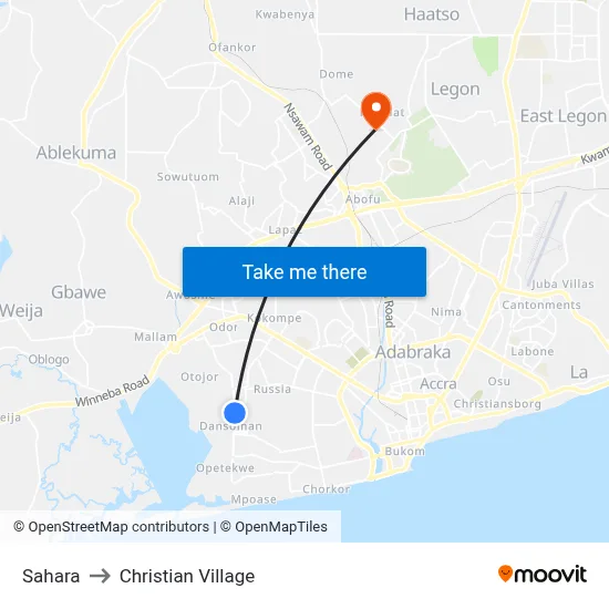 Sahara to Christian Village map