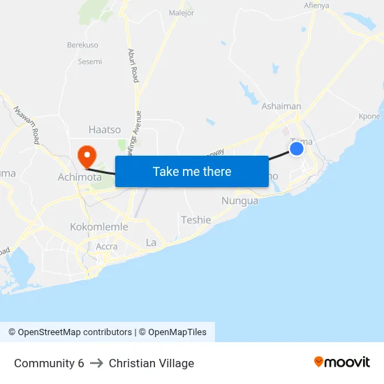Community 6 to Christian Village map