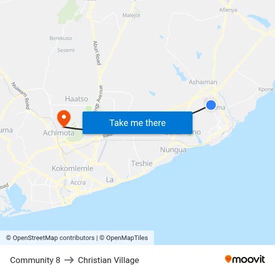 Community 8 to Christian Village map