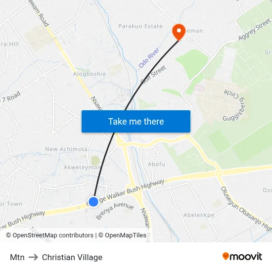 Mtn to Christian Village map