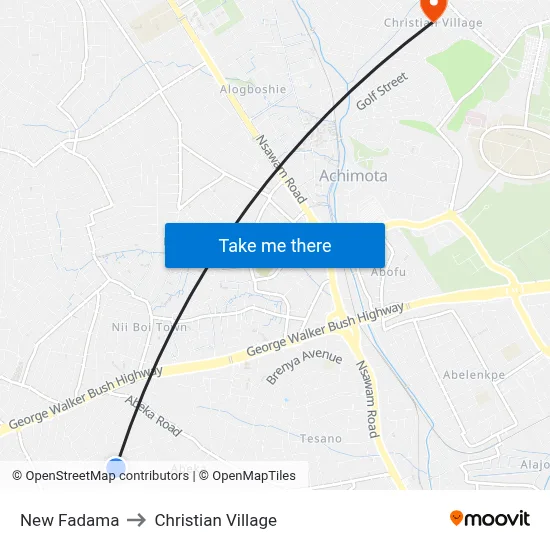 New Fadama to Christian Village map