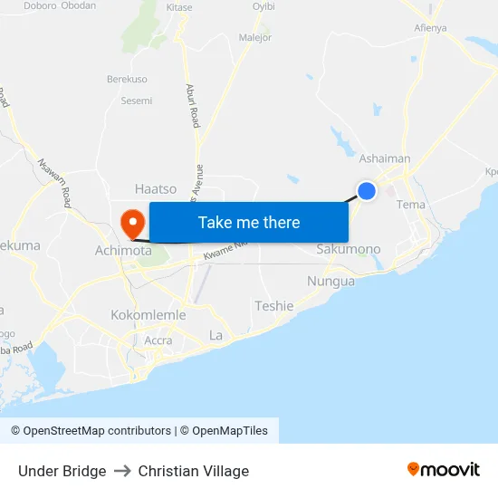 Under Bridge to Christian Village map
